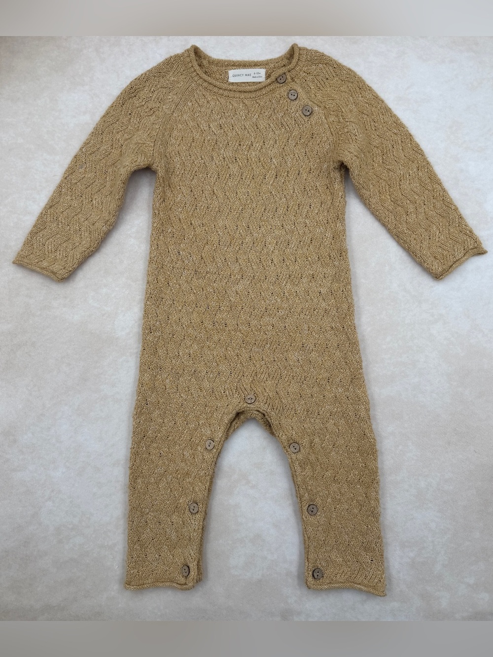 Quincy Mae Sweater Knit Romper in Mustard Brown